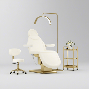 Premium Kosmetikliege in Weißgold, Elektrisch Verstellbar für Salon, Wimpern, Kosmetik und Gesicht, mit 3-4 Motoren, Beauty-Liege und Nude-Massageliege - Product Image 1