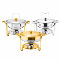 LIYUNDA Fabricant – Plat de service rond de luxe en acier inoxydable doré pour buffet, chauffe-plat pour la restauration