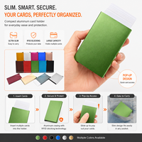 Dompet Kartu Minimalis Tipis Anti RFID dari Aluminium Alloy, Tempat Kartu Kredit Bisnis Tanpa Penutup, Terukir Laser