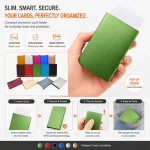 Factory Direct Trendy Auto Card Pop Up <b>Wallet</b> for Unisex Aluminum Card Holder <b>RFID</b> <b>Blocking</b> Slim Thin Metal Credit Card Case - Product Image 4