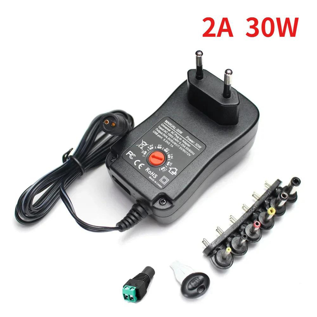 30W Adapter Adjustable 3V 4.5V 5V 6V 7.5V 9V 12V 2A AC/DC Power Supply Universal Adaptor Charger for LED Light Strip