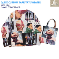 Pull en tapisserie streetwear d'hiver pour homme, style Hip Hop Rapper Chris, en jacquard tissé, coupe oversize, effet vieilli
