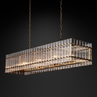 Lustre en cristal rectangulaire moderne de luxe E12 Suspension suspendue en verre à base pour la décoration de la salle à manger