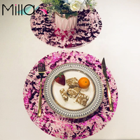 Napperons de table ronds jetables en polyester brillant, 13 pouces, en maille métallique lumineuse