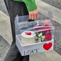 Boîte à gâteaux exquise en Kraft et PVC avec poignée d'emballage en papier à dessert cadeau vide transparent Floding Anniversaire de Noël