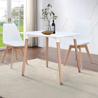 Table carrée nordique en gros, plateau noir mat, pieds en bois naturel, pieds réglables, pour la maison, restaurant, bistrot, bureau de salle à manger