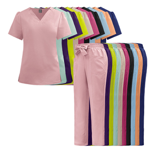 Nouvelle mode de vente en gros d'uniformes chirurgicaux bon marché ensembles de soins infirmiers conçus pour le haut de l'épaule avec un pantalon droit et une ficelle à nœud - Product Image 1