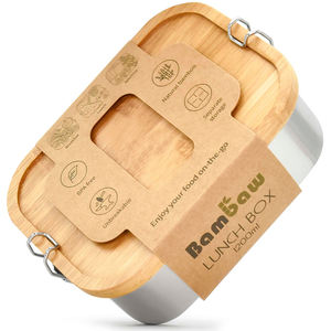 Boîte à bento en fibre de bambou, double bouton, étanche, boîte à lunch pour enfants et adultes, boîte à lunch en acier inoxydable, école, <span class=keywords><strong>travail</strong></span>, avec bouteille d'eau - Product Image 2