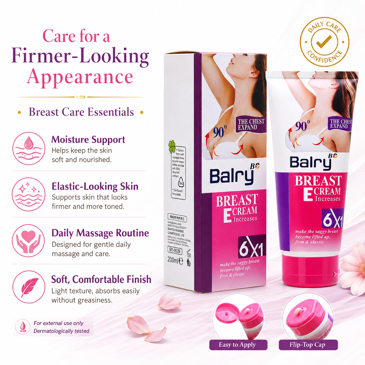 Crema rassodante e lifting per il seno rosa