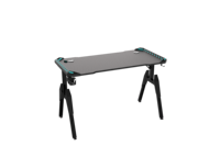 Bureau de jeu en gros avec surface en fibre de carbone RGB, cadre métallique en forme de T, table de jeu avec porte-gobelet pour la maison et le bureau