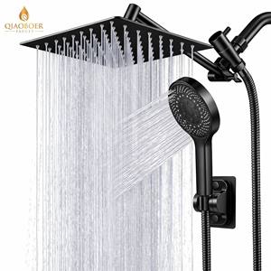Pommeau de <span class=keywords><strong>douche</strong></span> pluie de 8 pouces avec bras d'extension en laiton de 11 pouces, douchette à main et buses en silicone pour usage quotidien dans les salles de bain d'hôtel - Product Image 1