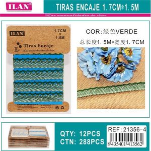 Nastro in Pizzo Ilan 1,7 Cm X 1,5 M Verde per Decorazioni Artigianali - Product Image 3