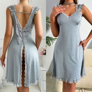 SFY-YH00184 Nouvelle robe de nuit sexy avec broderie papillon au dos, grande taille, vêtements de nuit pour femmes, nuisette érotique à ouverture au dos, pyjama - Product Image 2
