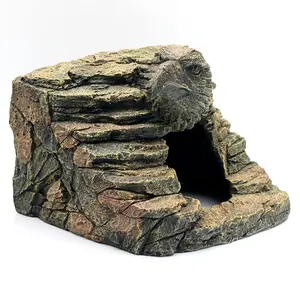 Reptile Terrarium Decoration Reptile Cave Climb Hideout Hideaway Resin Rock Stone Cave Fish Tank Decorations for Bearded Dragon