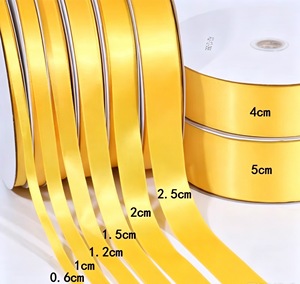 Cinta de Satén de Poliéster Sólido Amarillo Dorado de Alta Densidad, Decorativa para Bodas, Regalos Nupciales, Envoltura de Pasteles, Lazos para el Cabello, Manualidades DIY - Product Image 2