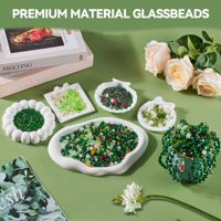 Kit de perles en verre vert pour plantes, perles en forme de feuilles et de fleurs pour la création de bijoux et l'artisanat DIY