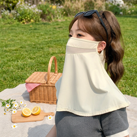 Masque de protection solaire intégral anti-UV en soie glacée de polyester uni pour femme Suameja, voile de protection solaire tendance à col court