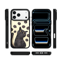 Coque de téléphone AG Feeling Black Edge avec motif griffe de chat doré pour iPhone 17, 17 Pro Max, 16 Pro, 15 – Coque magnétique