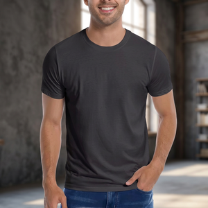 Vente en gros usine – Nouvelle collection d'été : T-shirt décontracté pour homme en jersey de fibre de bambou, col rond, coupe ajustée, manches courtes, respirant et écologique - Product Image 3
