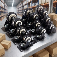 Roulettes pivotantes rigides pour petits meubles, usage léger, 1 pouce, 1,5 pouce, 2 pouces, 2,5 pouces, en polyuréthane noir