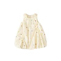 Robe d'été sans manches pour filles, imprimée, à col à revers, motif fleur, coupe trapèze, longueur genou, respirante et mignonne