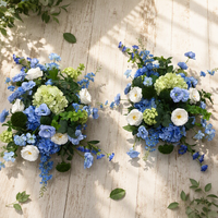 Arrangements de fleurs en soie mélangée réalistes et personnalisés, centre de table en forme de boule de roses bleu royal pour mariage et remise de diplôme