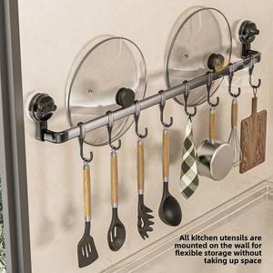 Metal duvara monte mutfak depolama raf mutfak eşyaları ve baharat yardımcı kanca için no-matkap asılı çubuk - Product Image 4