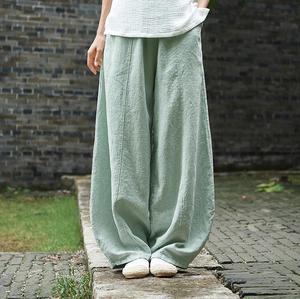 بلوزة صيفية جديدة من القطن والكتان بخصر واسع سراويل مرنة للنساء - Product Image 1