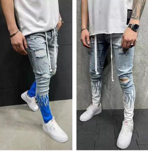 بيع بالجملة مخصص للرجال نحيل سوبر تناسب المتعثرة غسلها الجينز السراويل الأنيقة منتصف الطباعة البنطلونات دي هومبر جينز زائد الحجم - Product Image 4