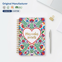 Carnet de notes A6 à couverture rigide avec motif floral et reliure spirale, cadeau pour notes personnelles et fournitures scolaires