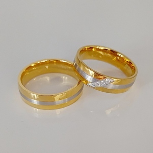 Occidentale Designer negozio di gioielli fabbrica 14k oro placcato in acciaio inox <span class=keywords><strong>fedi</strong></span> classiche coppia set Bague Anillos Eheringe - Product Image 1