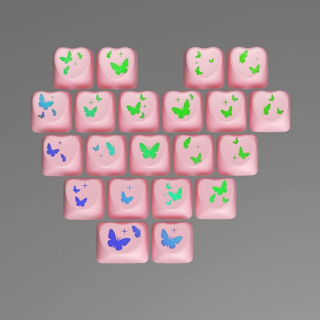 Pink OEM Cherry Profile Butterfly Love Has Word Key Cap Sublimation PBT Material 21 Keys CN No Language for Wooting Night
