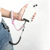 Cordon de sécurité antivol pour téléphone avec dragonne et cordon à ressort en acier, universel, avec attache en T, pour une commodité mains libres en voyage