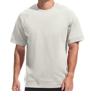 T-shirt surdimensionné en coton mélangé, manches courtes, couleur unie, décontracté, respirant, design personnalisé, pour hommes. - Product Image 4