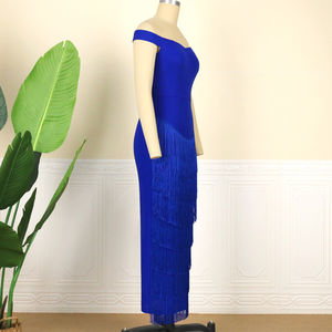 Toptan son seksi parti kapalı omuz zarif püsküller kadınlar kokteyl elbise - Product Image 6