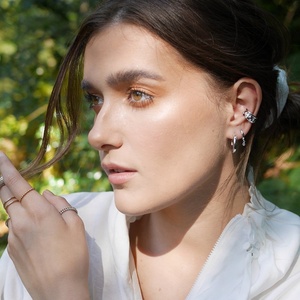Boucles d'oreilles élégantes Vintage Chunky 14k plaqué or Scream Pretty Celestial Silver Ear Cuff - Product Image 3