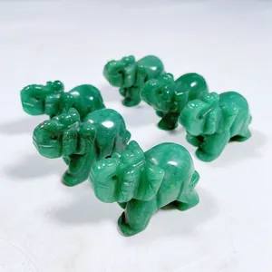 Caldo-vendita di pietre di cristallo fatte a mano intagli piccole dimensioni verde avventurina giada scultura di elefante regalo artigianato