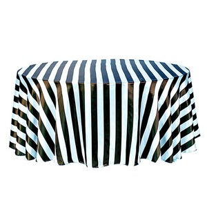 Elegante <span class=keywords><strong>mantel</strong></span> rectangular de poliéster grueso negro blanco a rayas para comedor Hotel sala de reuniones banquete-tejido moderno para el hogar - Product Image 5
