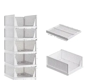 Vendita calda impilabile pieghevole Multi cestino portaoggetti Clothe Organizer cassetti in plastica per riporre i vestiti