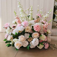 Bruiloft Tropische 50cm Witte Bruiloft Vloerbloemen Perzik Pluizige Zijden Bloemenrijen voor Vloer Hortensia Bloemen Gangarrangement