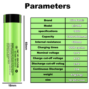 Batteria Ricaricabile al <span class=keywords><strong>Litio</strong></span> LiitoKala 34B 100% Nuova Originale NCR18650B 3.7v 3500mAh <span class=keywords><strong>18650</strong></span> per Torce Elettriche - Product Image 6