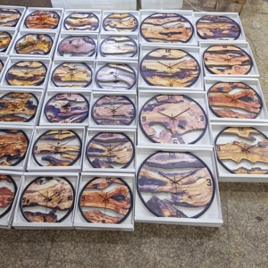 Bolide handmade gỗ Đồng hồ treo tường hiện đại màu đen kim loại khung sống cạnh thiết kế Thạch anh im lặng không thời gian phong cách mộc mạc cho phòng khách - Product Image 3