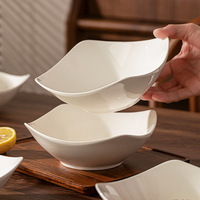 Assiettes carrées en céramique blanche de style nordique minimaliste pour la maison, grande capacité, pour plats froids et salades