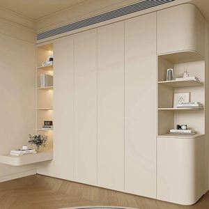Armoire sur mesure haut de gamme en contreplaqué mélaminé blanc pour chambre parentale - Product Image 1