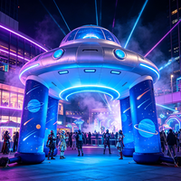Arche gonflable LED personnalisée en forme de soucoupe volante UFO, motif planète spatiale, en PVC durable, étanche et résistant aux intempéries pour l'extérieur