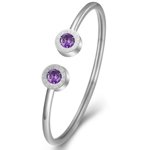 Pulseras <span class=keywords><strong>de</strong></span> acero inoxidable con piedra <span class=keywords><strong>de</strong></span> cristal para niña y mujer, brazalete <span class=keywords><strong>de</strong></span> giro <span class=keywords><strong>abierto</strong></span>, joyería con abalorio, regalos <span class=keywords><strong>de</strong></span> cumpleaños - Product Image 2