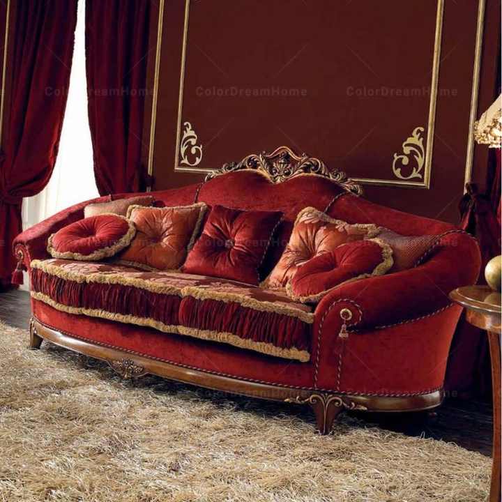 リビングルーム用ヨーロッパ高級ロイヤルクラシックレッドベルベット  