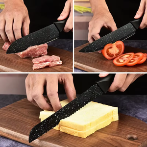 Exclusive 6-Piece Stainless Steel Marble Coating Kitchen Knife Set with Plastic Handles for Household Use - Product Image 6
