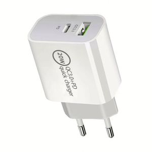 อะแดปเตอร์ชาร์จเร็ว EU US 2 พอร์ต Type C 2 พอร์ต USB สำหรับโทรศัพท์มือถือ ชาร์จไฟแบบติดผนังสำหรับเดินทาง - Product Image 1