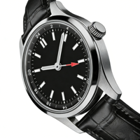Montre-bracelet automatique Miyota 9075 GMT avec logo personnalisé, verre saphir, bracelet en cuir, montres mécaniques lumineuses pour hommes